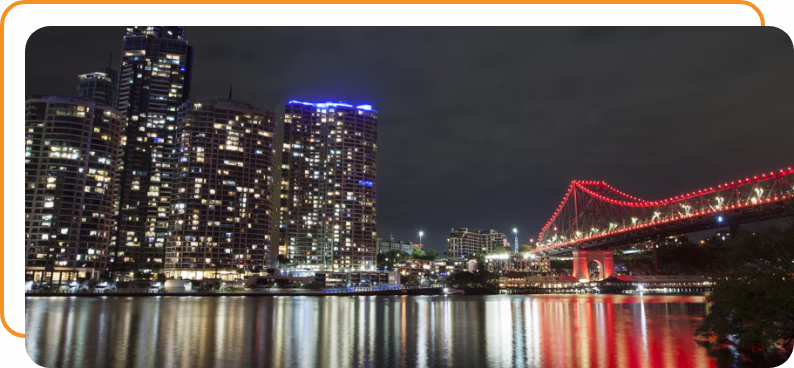 Brisbane nighttime cityscape business centre